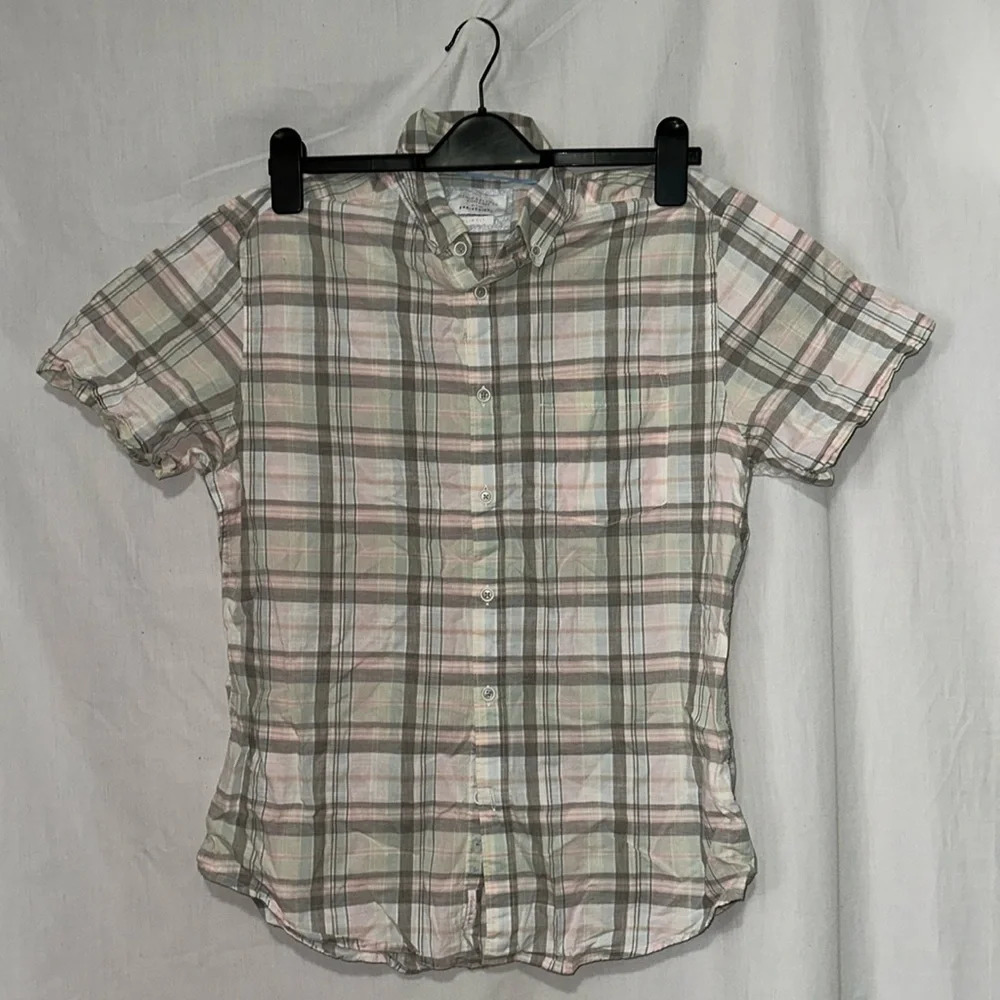 mens pastel plaid Denim & Flower button up size medium
